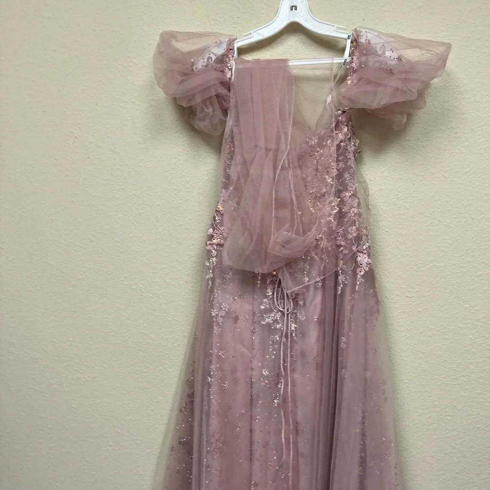 GLS3126 Collective Pink Floral Gown - Picture 4 of 7